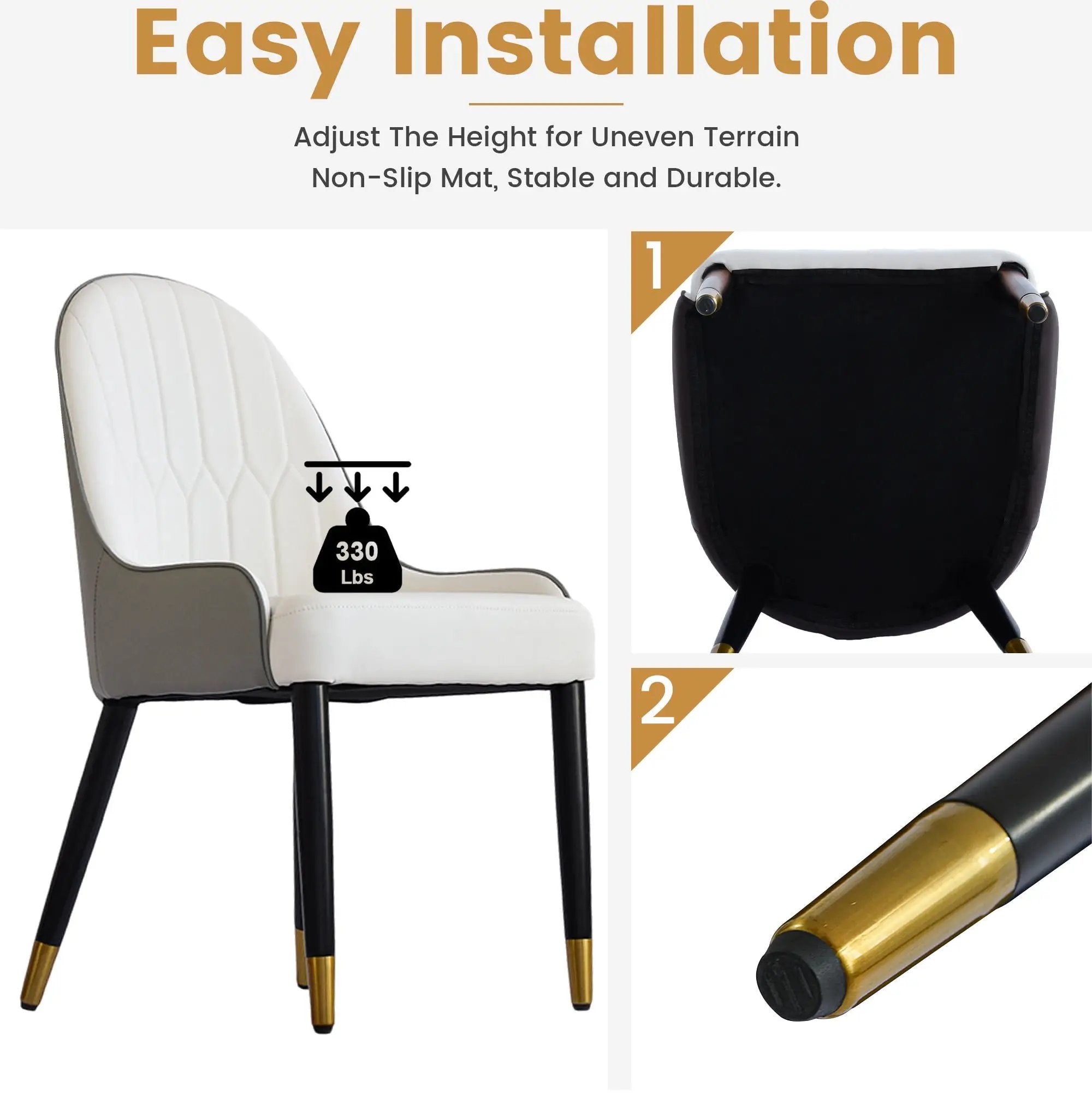 Modern Sponge-Filled Dining Chair, Solid Wood Metal Legs, Suitable For Restaurants, Living Rooms And Rooms (Set of 2) by Unique Piece Furniture