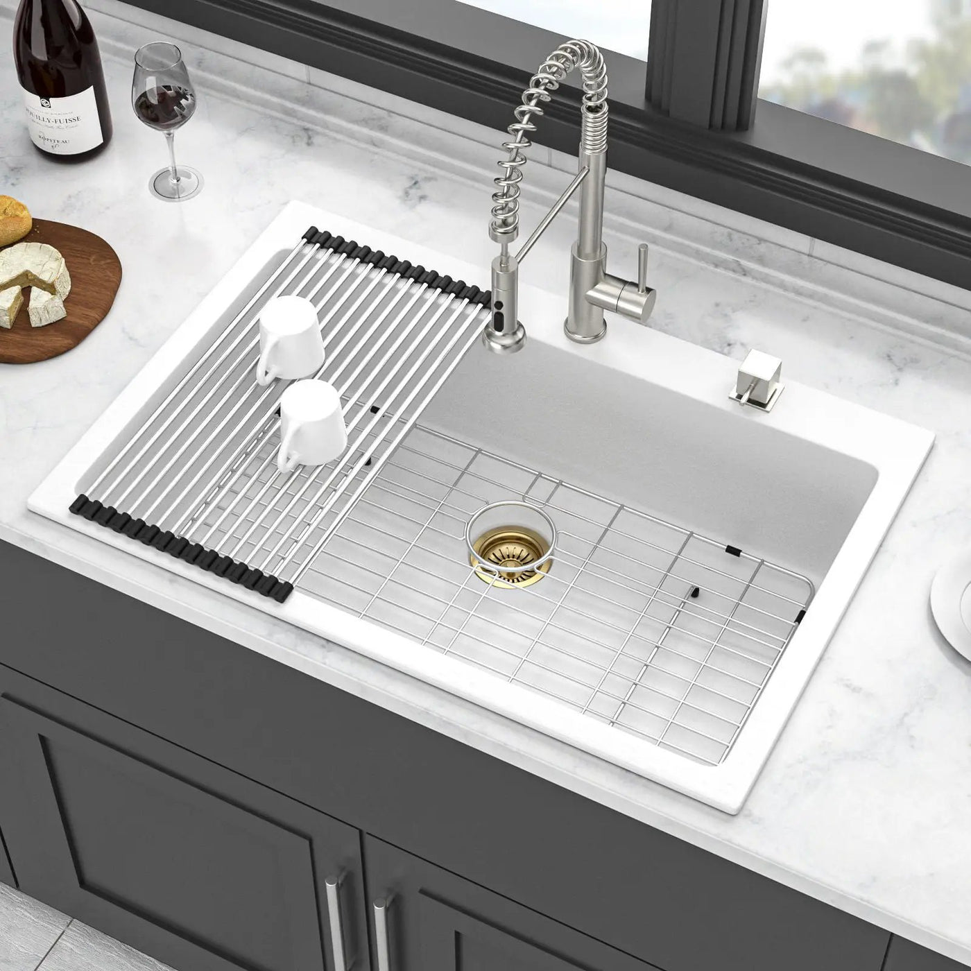 Quartz Kitchen Sink, Granite Composite, Drop In Sink With Durable Design by HouseOfZazla
