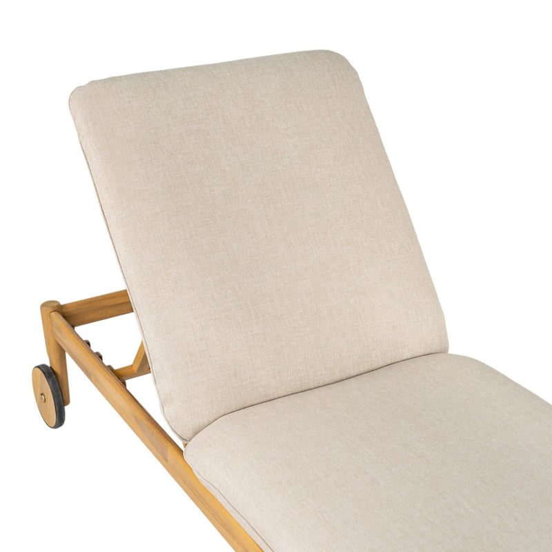 Riviera Outdoor Chaise Lounge with Wheels, Acacia Wood Frame (Set of 2) by HouseOfZazla
