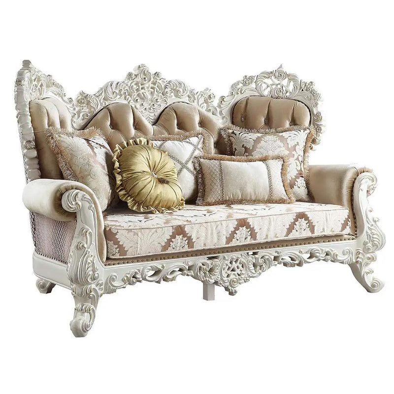Vanaheim - Loveseat With 5 Pillows - Fabric & Antique White by Unique Piece Furniture