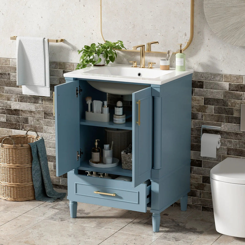 Bathroom Vanity With Ornate French Cylinder Legs, Soft Close Drawer by HouseOfZazla