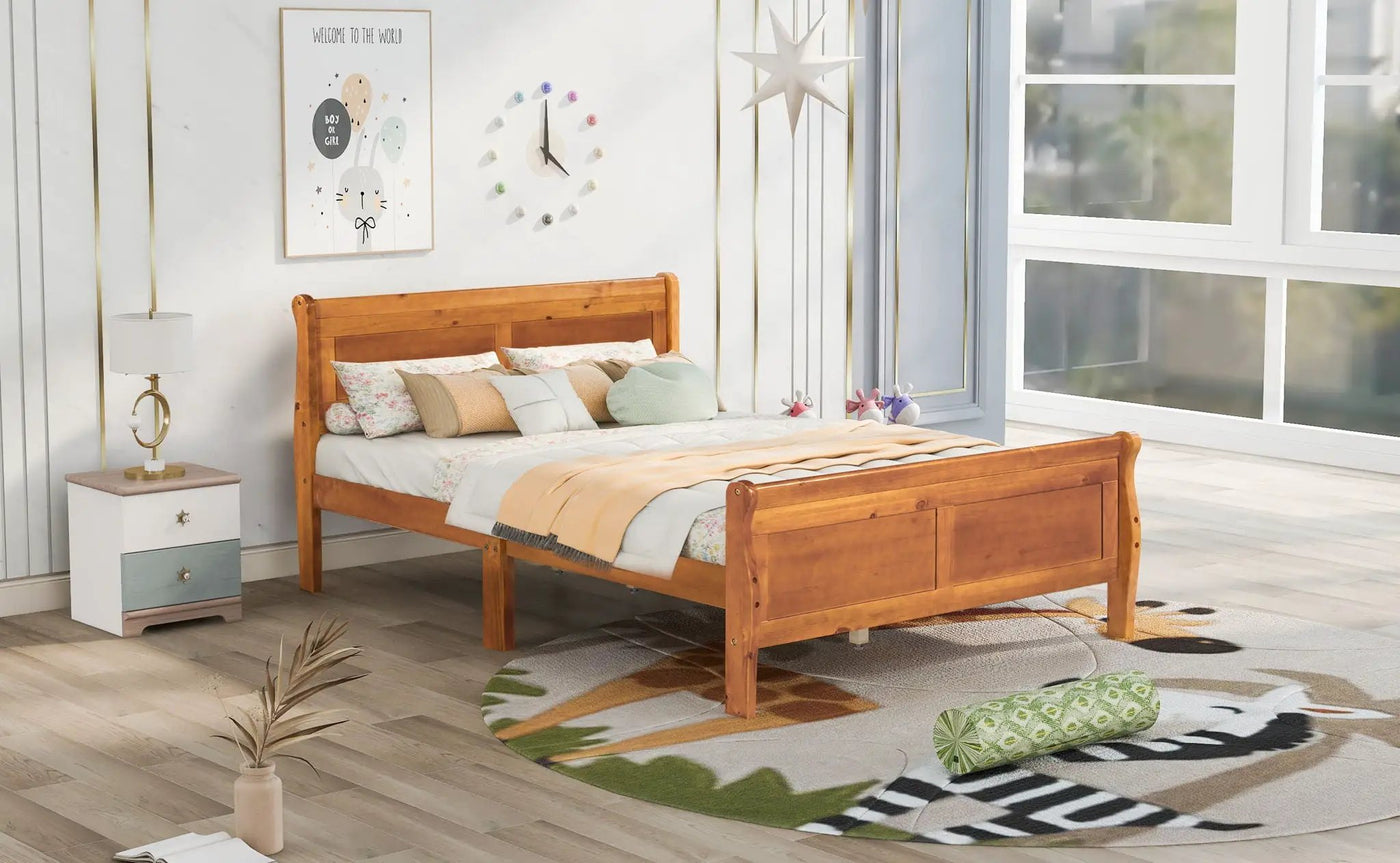 Platform Bed Frame Mattress Foundation Sleigh Bed With Headboard / Footboard / Wood Slat Suppor by Unique Piece Furniture