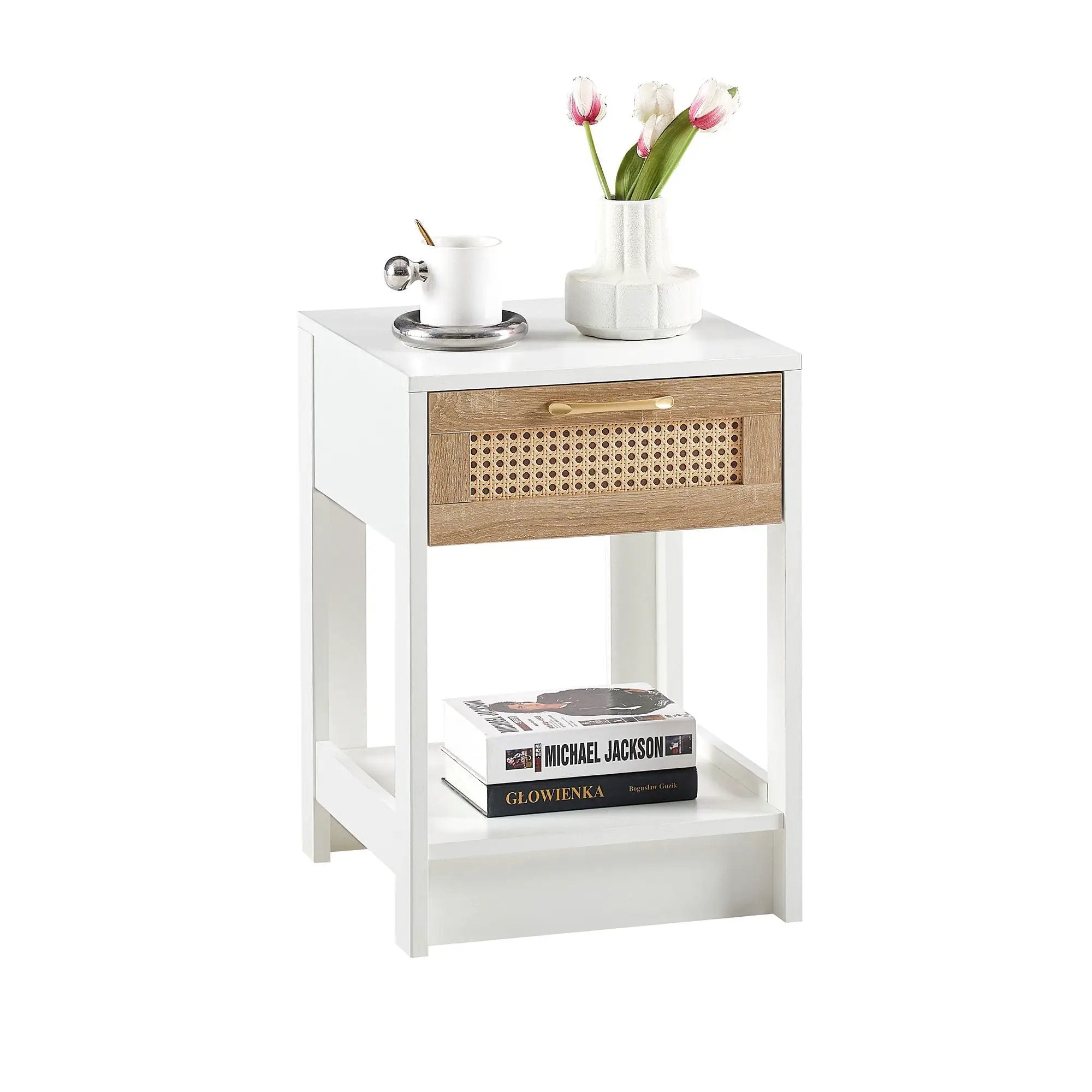 15.75" Rattan End Table With Drawer, Modern Nightstand, Side Table For Living Room, Bedroom by HouseOfZazla