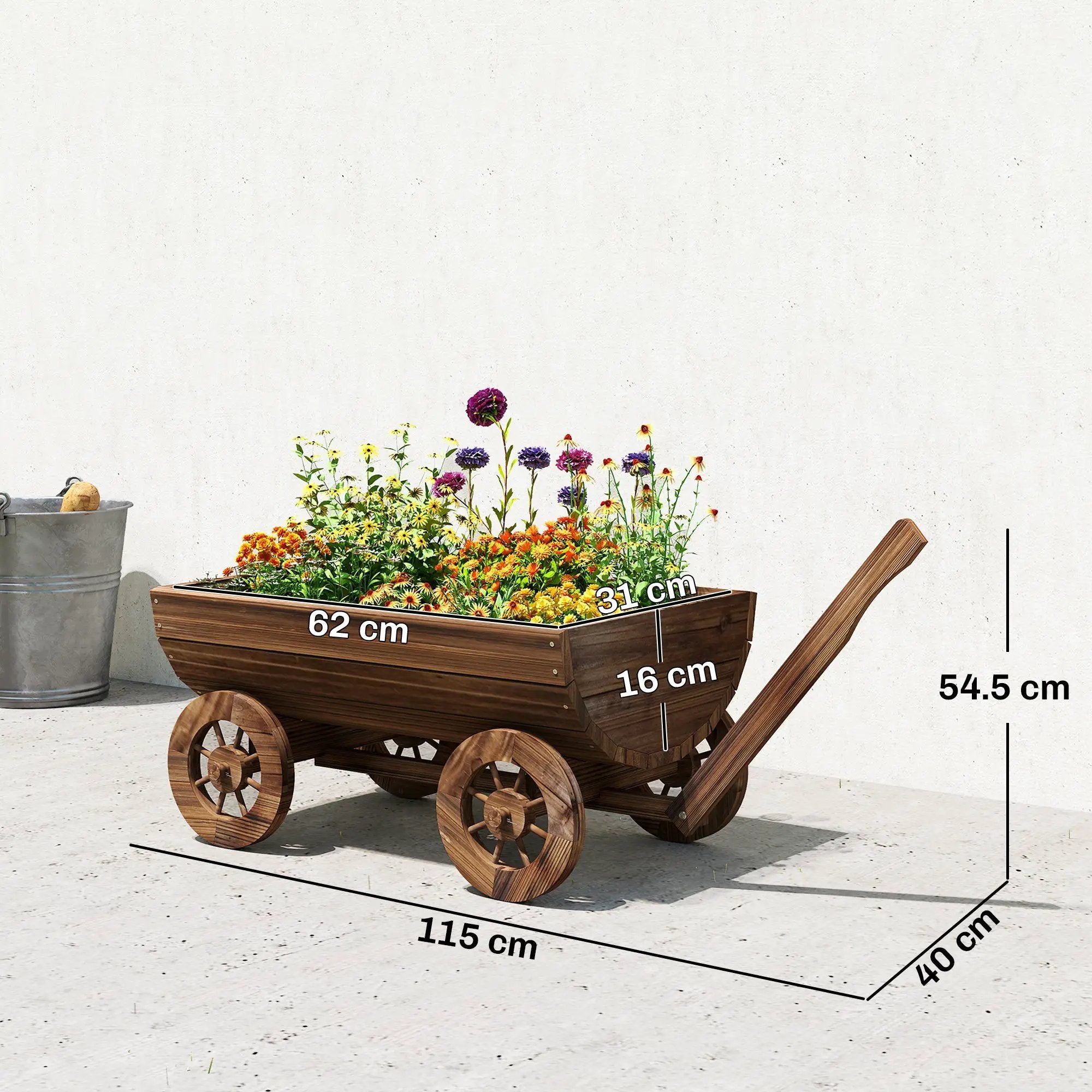 Outsunny Wooden Wagon Planter Box by HouseOfZazla