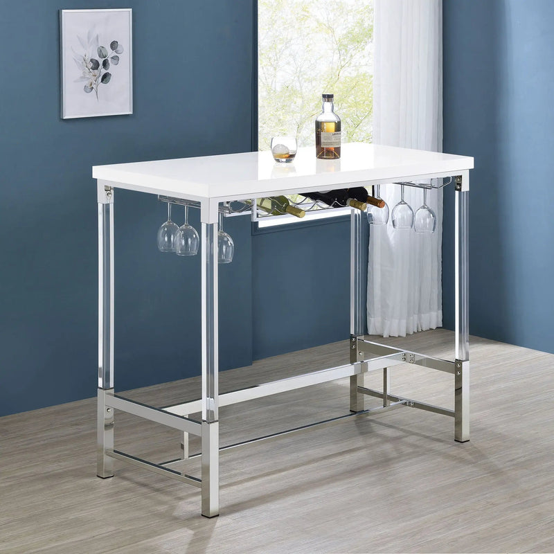 Tonneson - Bar Table With Trestle Base And Wine Storage - White by HouseOfZazla
