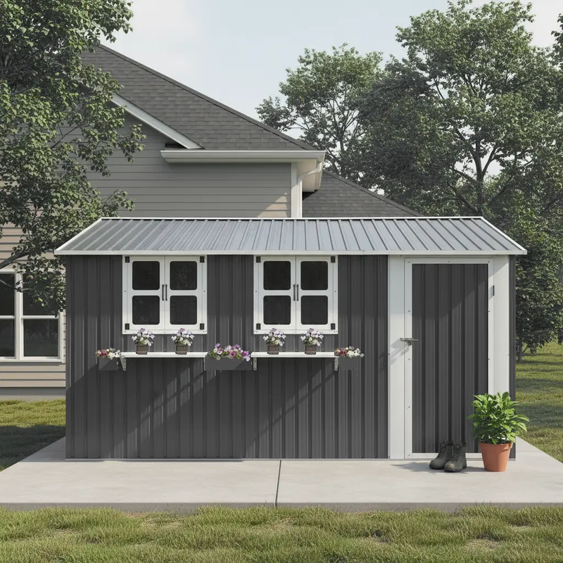 12x10 FT Outdoor Metal Storage Shed by HouseOfZazla