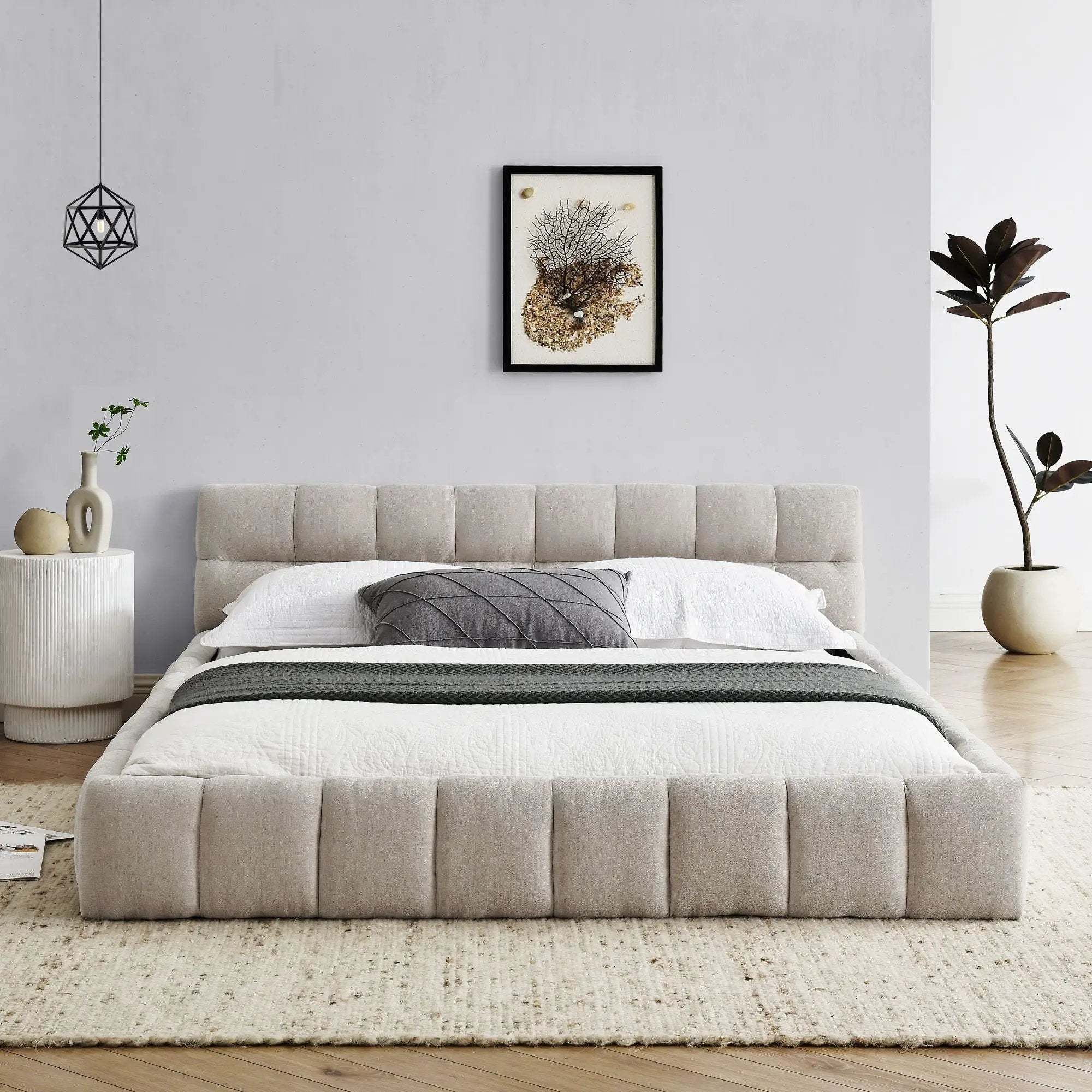 Modern Platform Bed Frame With Thick Fabric by Unique Piece Furniture