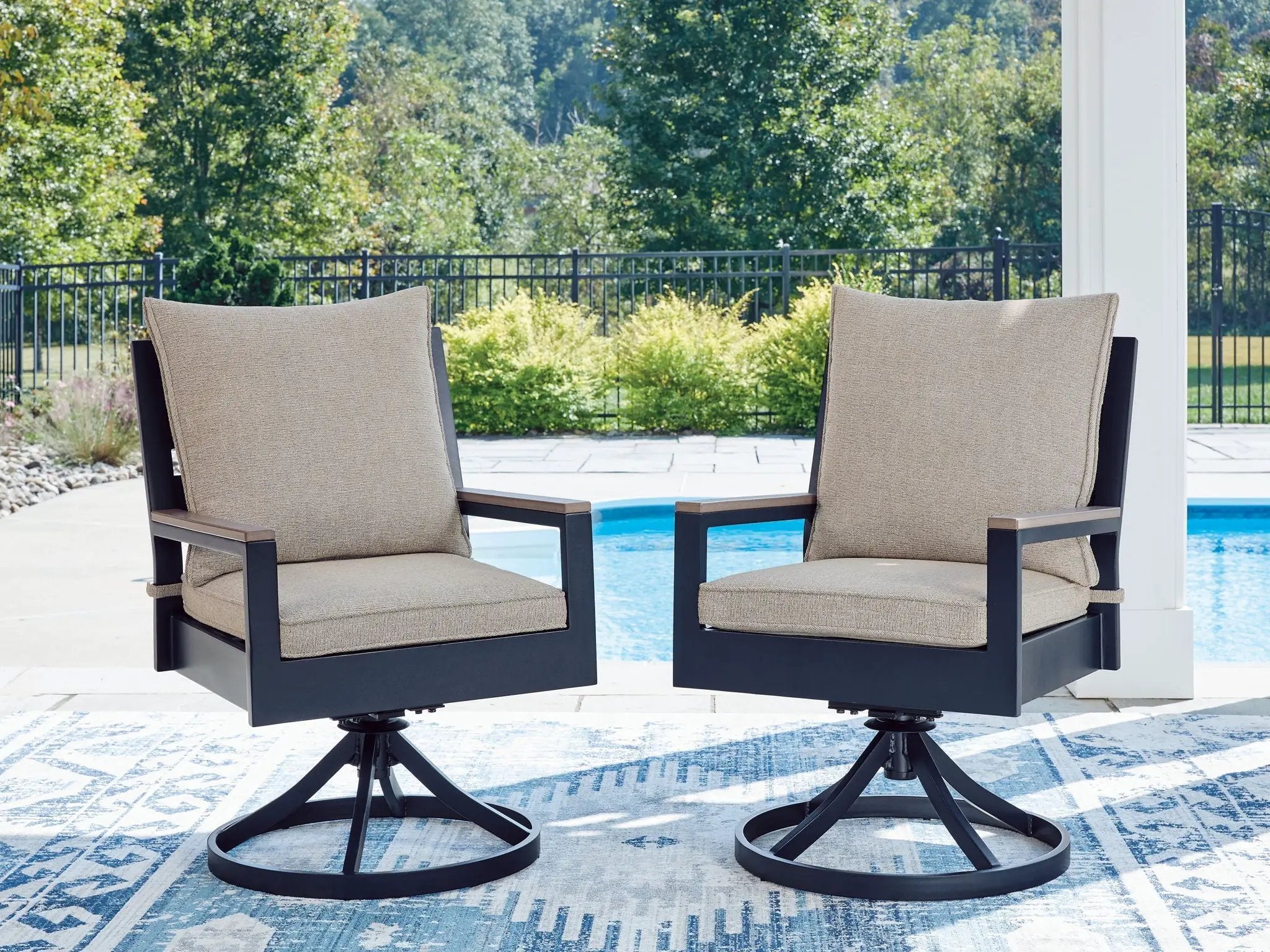 East Beach - Swivel Chair With Cushion (Set of 2) - Blue by Unique Piece Furniture