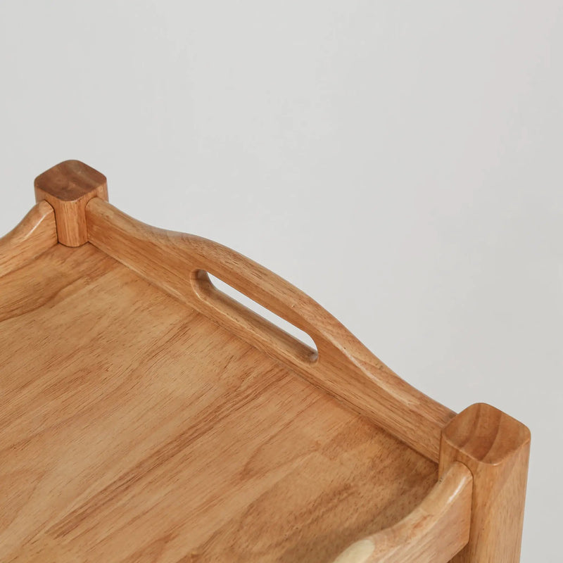 Solid Rubberwood Rolling Side Table by HouseOfZazla
