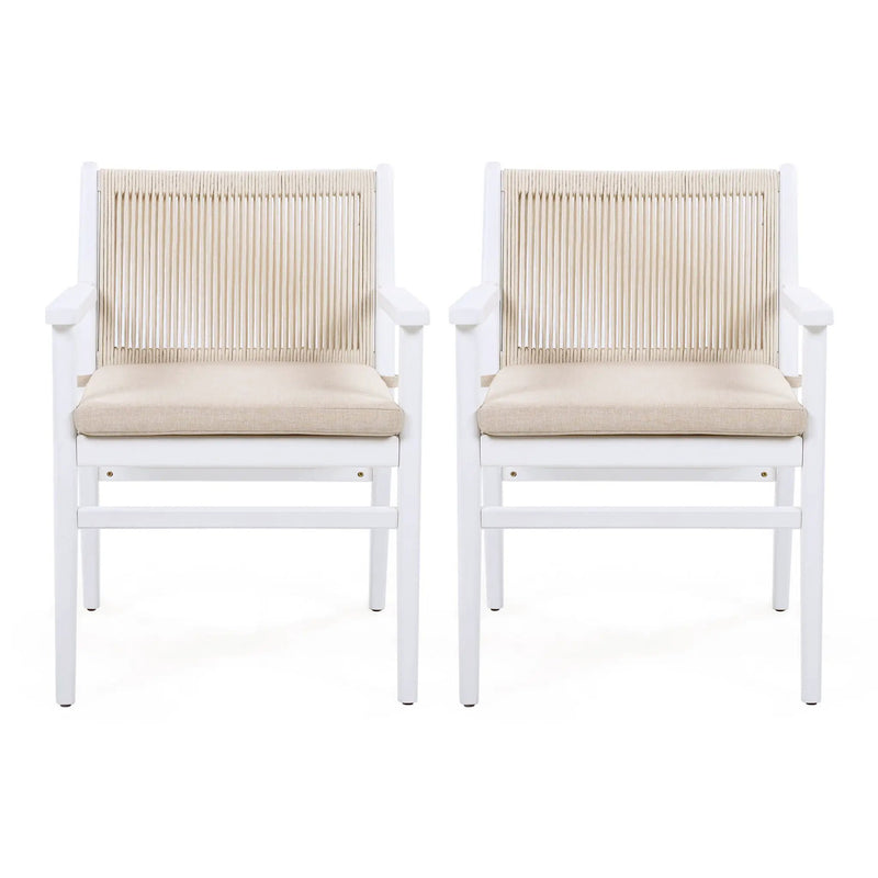 Outdoor Acacia Wood Patio Dining Armchair (Set of 2) by HouseOfZazla