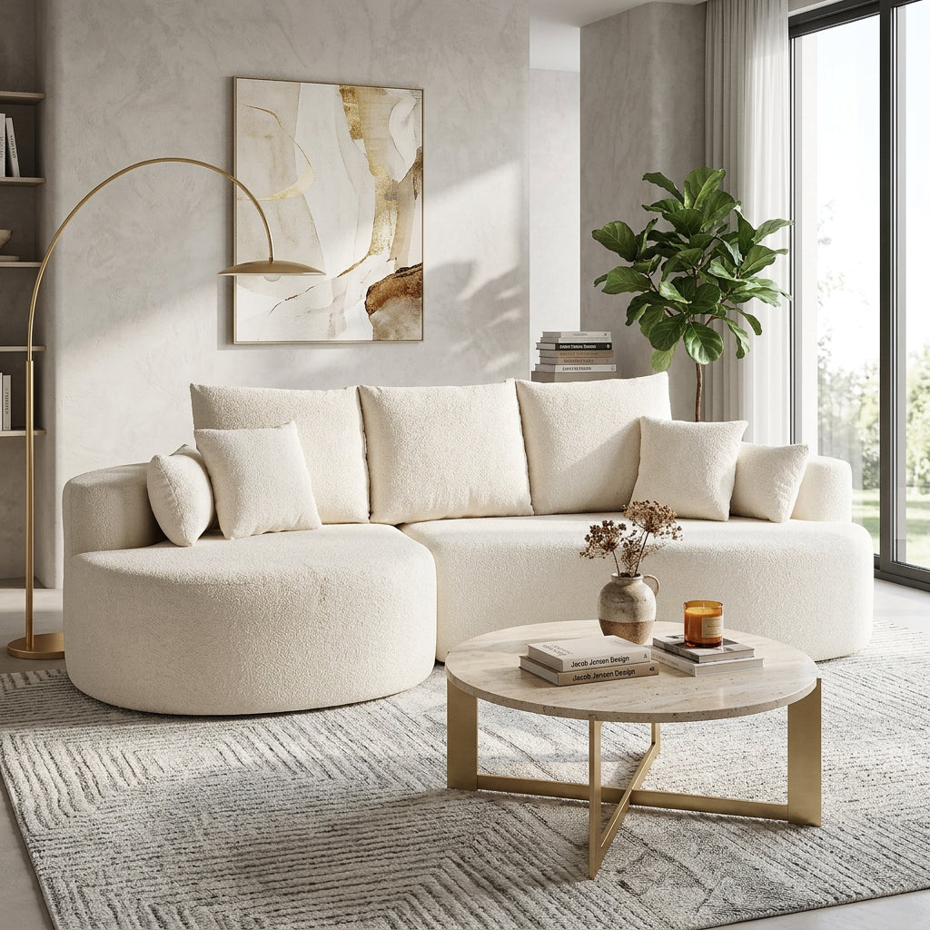 106 in. 2-Piece Fabric Cloud Curved Sectional Chenille Sofa with Chaise by HouseOfZazla