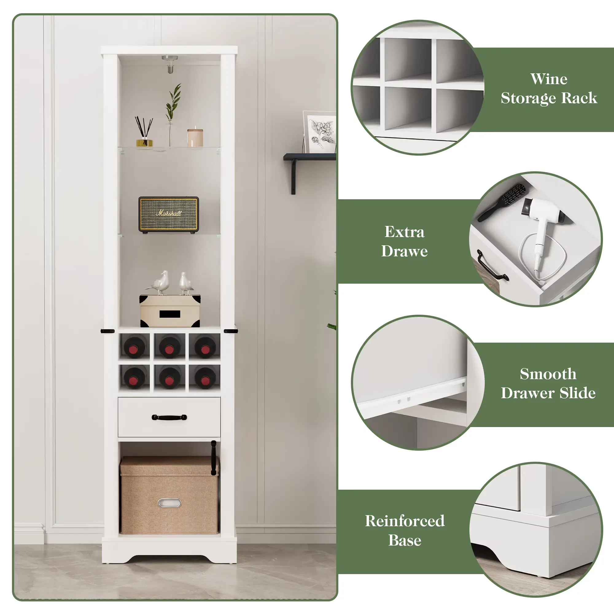 75'' Tall Storage Cabinet with LED Light, Farmhouse Style by HouseOfZazla