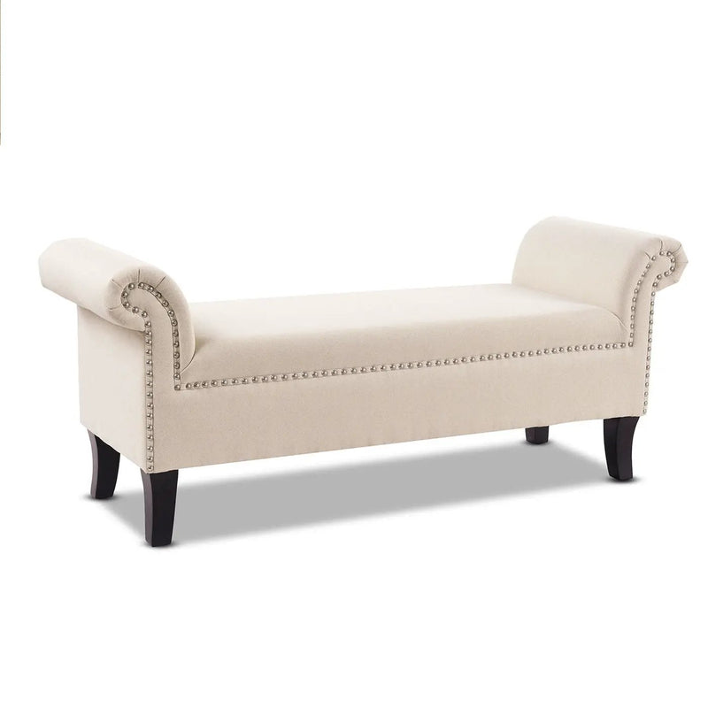 Kathy - Roll Arm Entryway Accent Bench - Sky Neutral Beige by Unique Piece Furniture