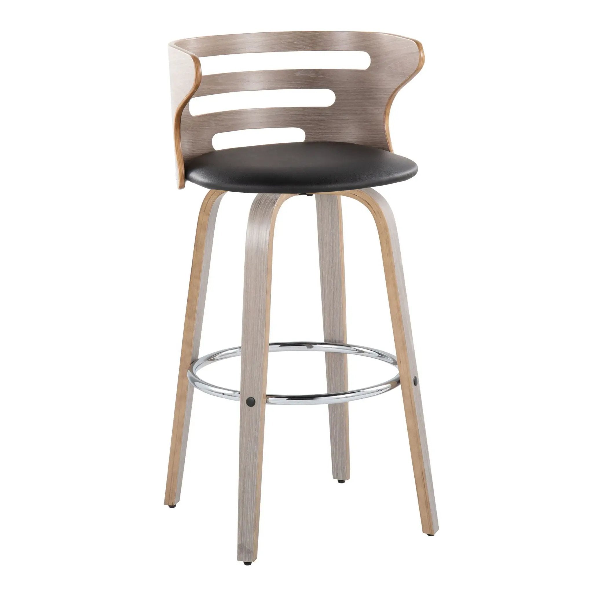 Cosini - Mid Century Modern Fixed Height, Barstool With Swivel With Round Footrest (Set of 2) by Unique Piece Furniture