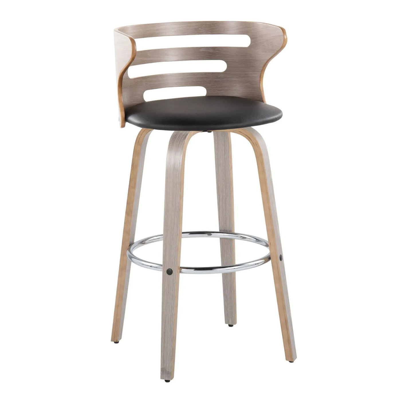 Cosini - Mid Century Modern Fixed Height, Barstool With Swivel With Round Footrest (Set of 2) by HouseOfZazla