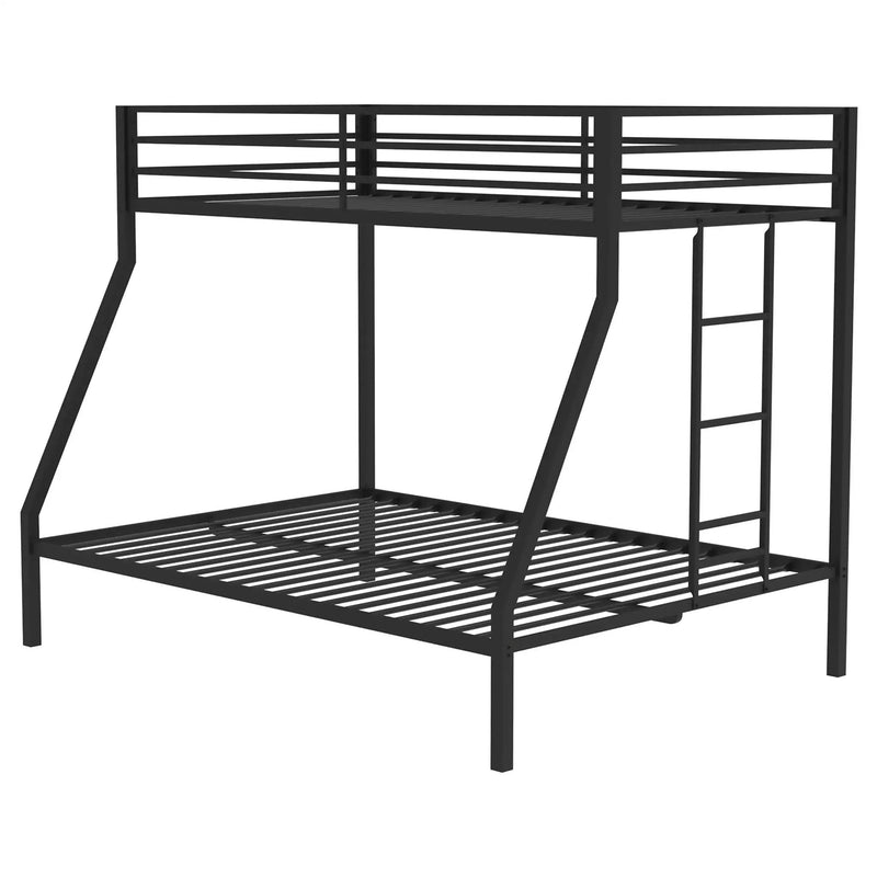 Alevera Metal Twin Over Full Bunk Bed with Ladder Black by Unique Piece Furniture