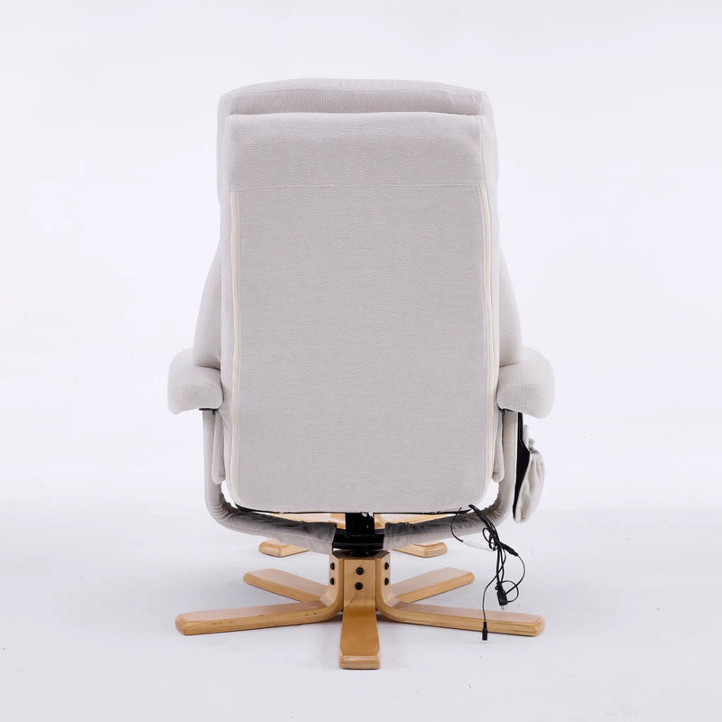 Upholstered Heated Massage 360° Swivel Accent Chair With Ottoman by HouseOfZazla