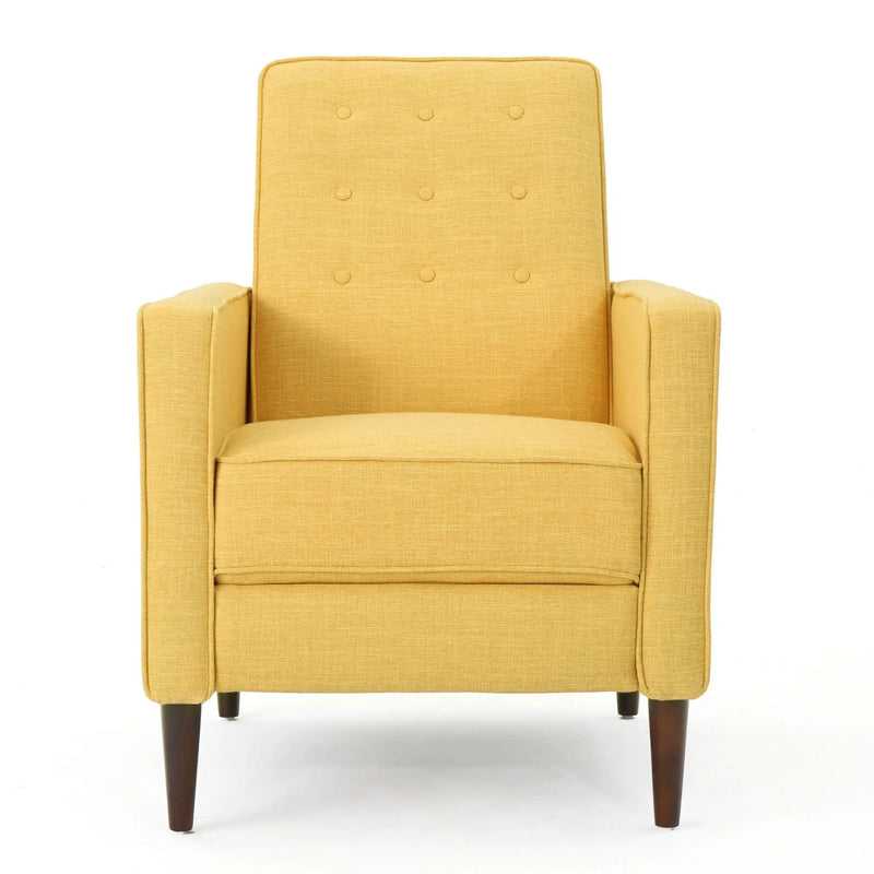 Mid - Century Modern Recliner With Button Tufted Waffle Stitch - Yellow by Unique Piece Furniture
