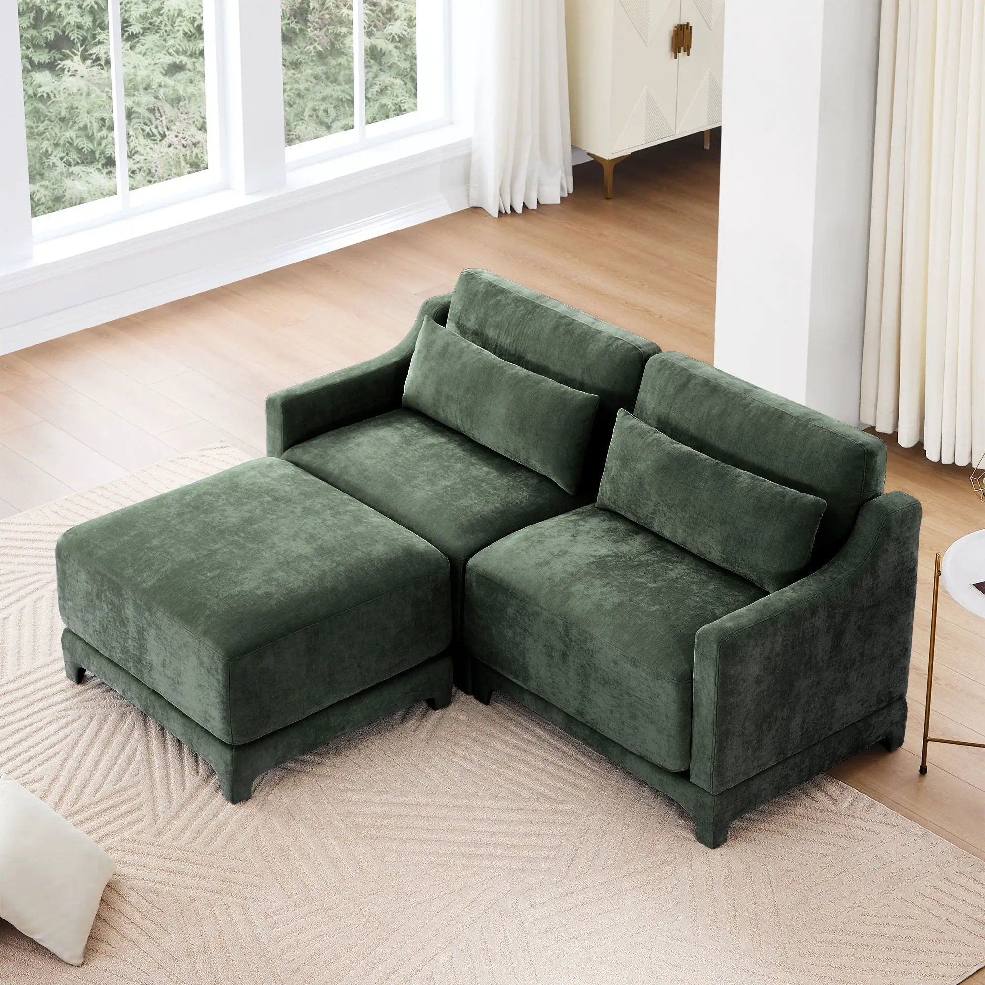 Stylish Sofa With Ottoman And Lumbar Pillows, Ergonomic Design by HouseOfZazla