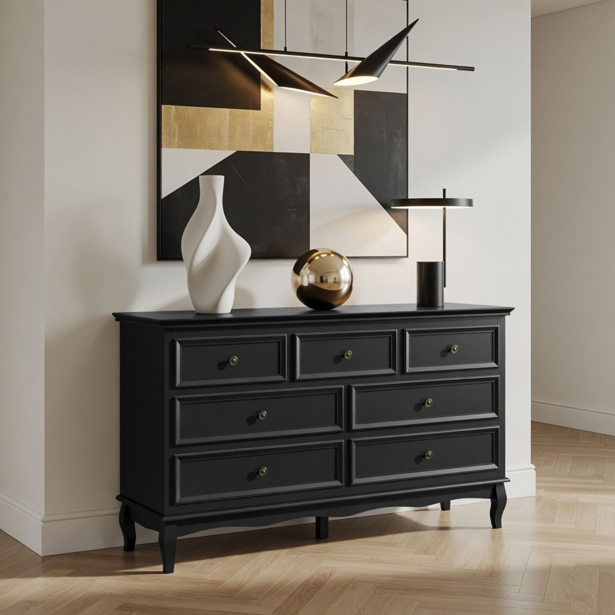 7 Drawer Dresser, Storage Chest - Black by HouseOfZazla