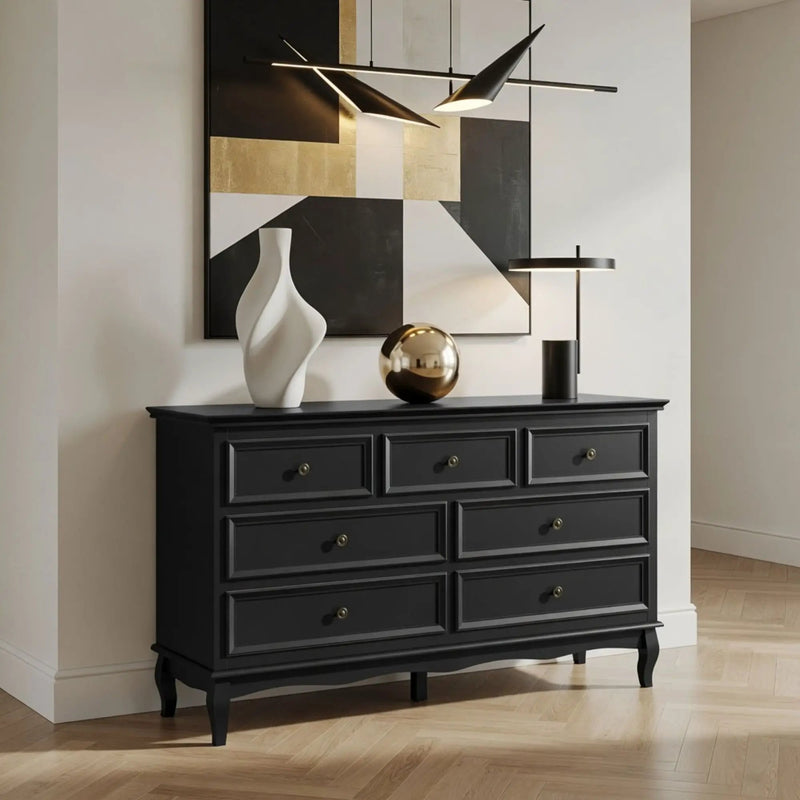 7 Drawer Dresser, Storage Chest - Black by HouseOfZazla