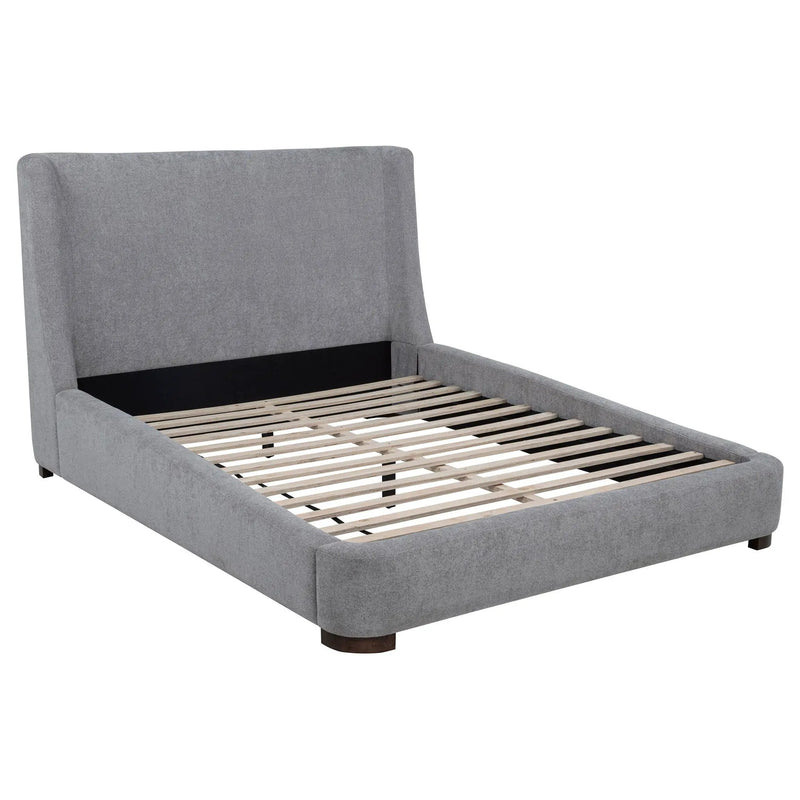 Rennes Upholstered Eastern King Wingback Platform Bed Grey by Unique Piece Furniture