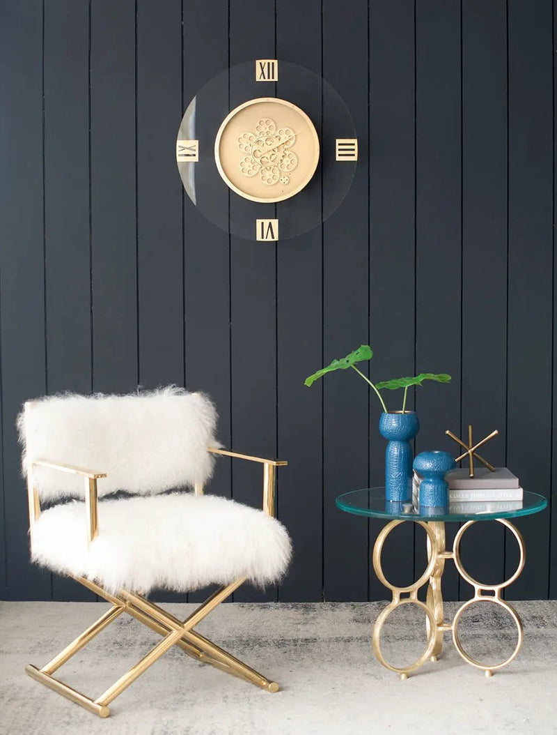 Round Moving Gear Roman Numeral Clock - Multicolor by Unique Piece Furniture