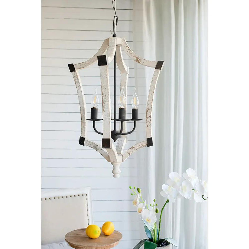 4 Light Chandelier, Hanging Light Fixture With Adjustable Chain For Kitchen, Bulb Not Included - Cream by Unique Piece Furniture