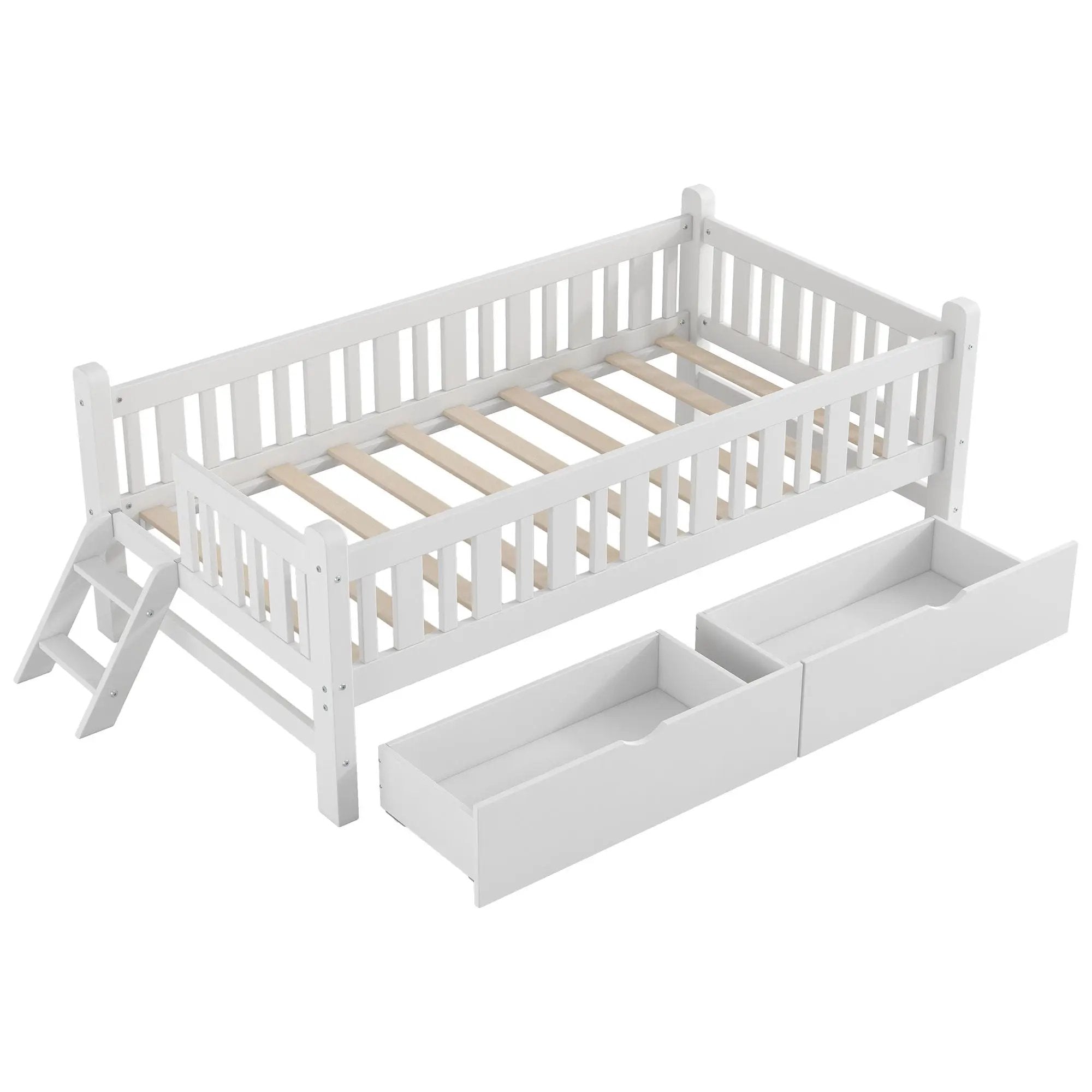 Platform Bed With Guardrail And 2 Drawers by Unique Piece Furniture