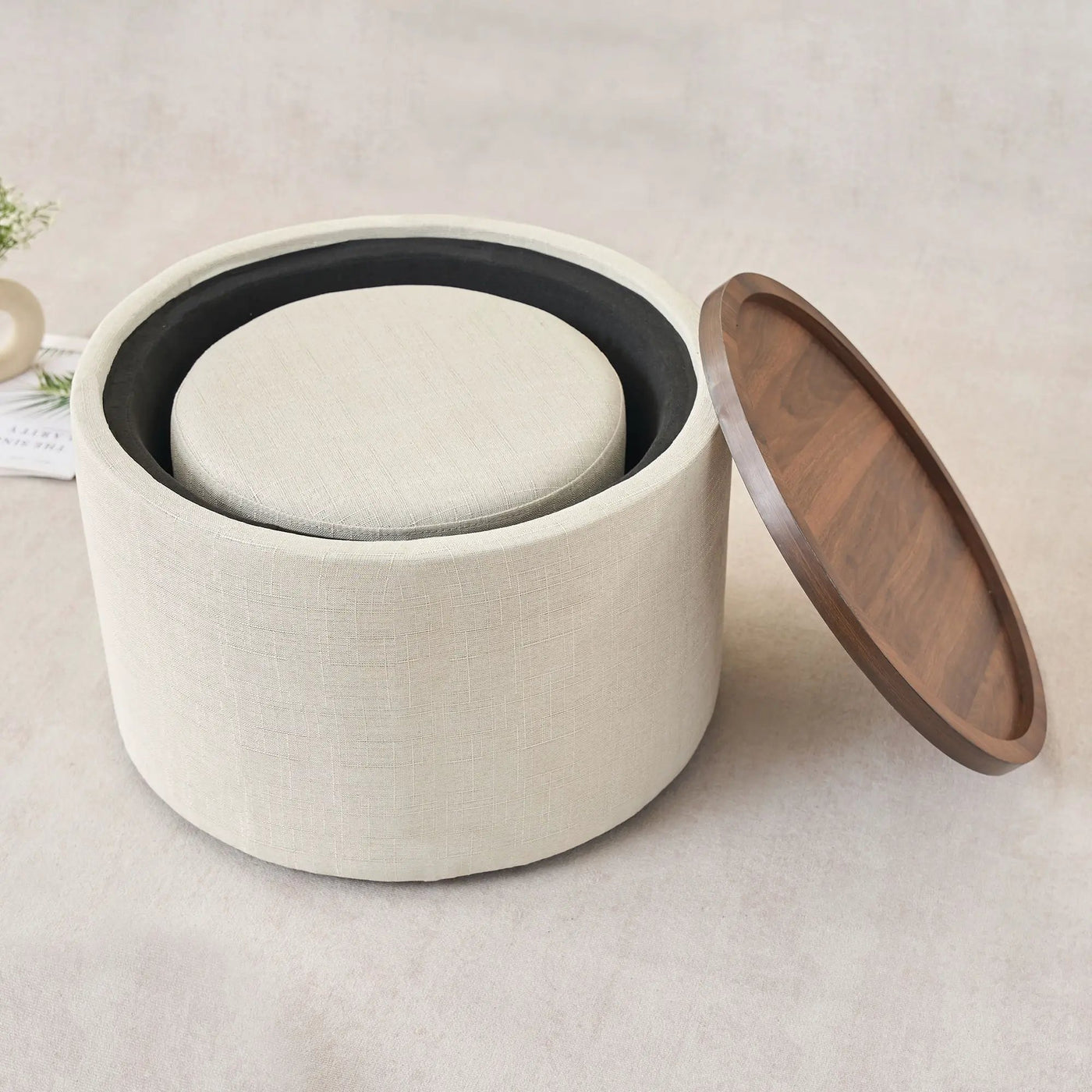 Nesting Ottomans, Round Coffee Table & Bench With Tray (Set of 2) by HouseOfZazla