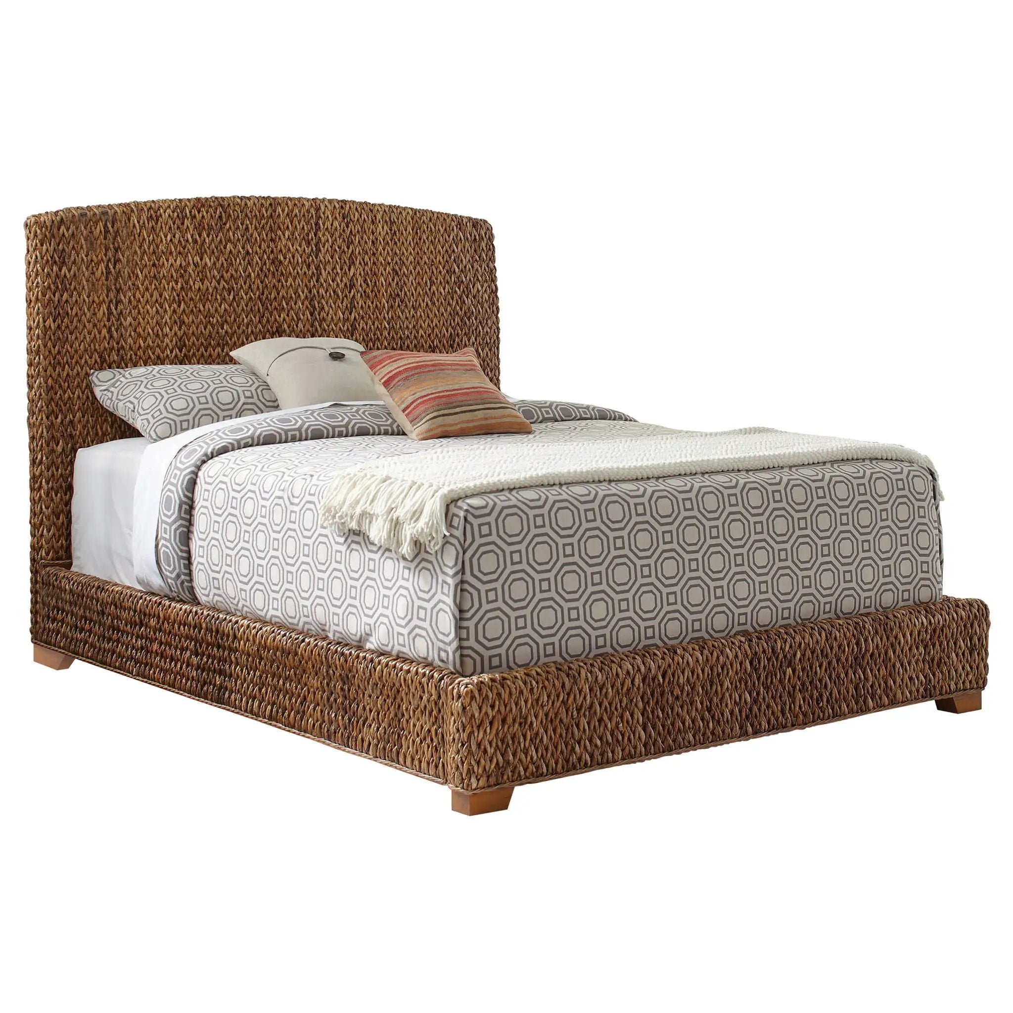 Laughton Banana Leaf California King Panel Bed Amber by Unique Piece Furniture