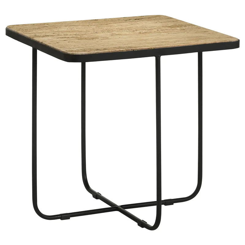 Travertine Accent Table Geometric Design - Brown by HouseOfZazla