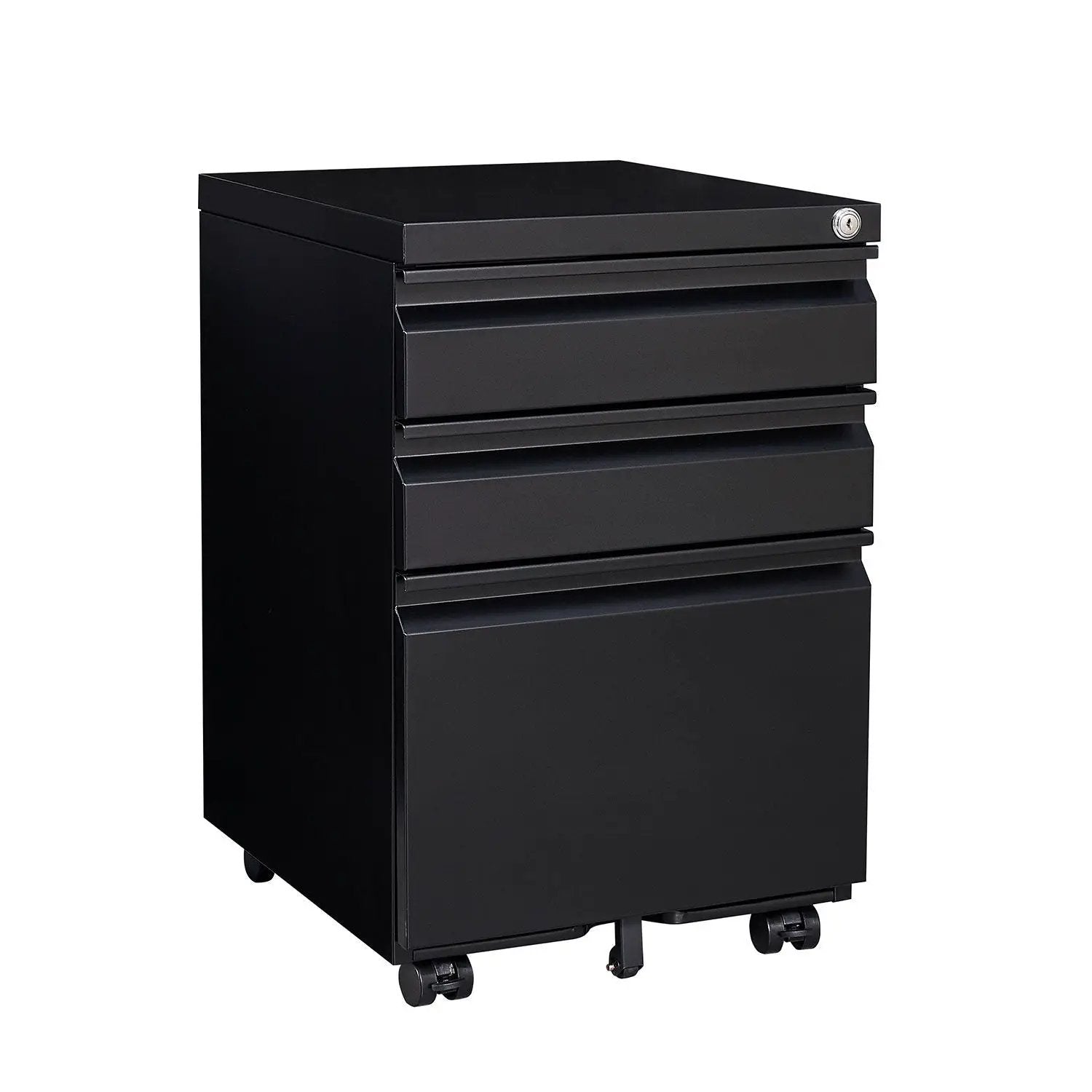 Contemporary 3 Drawer Mobile Filing Cabinet With Lock, Metal Office Storage For Legal / Letter Size by HouseOfZazla