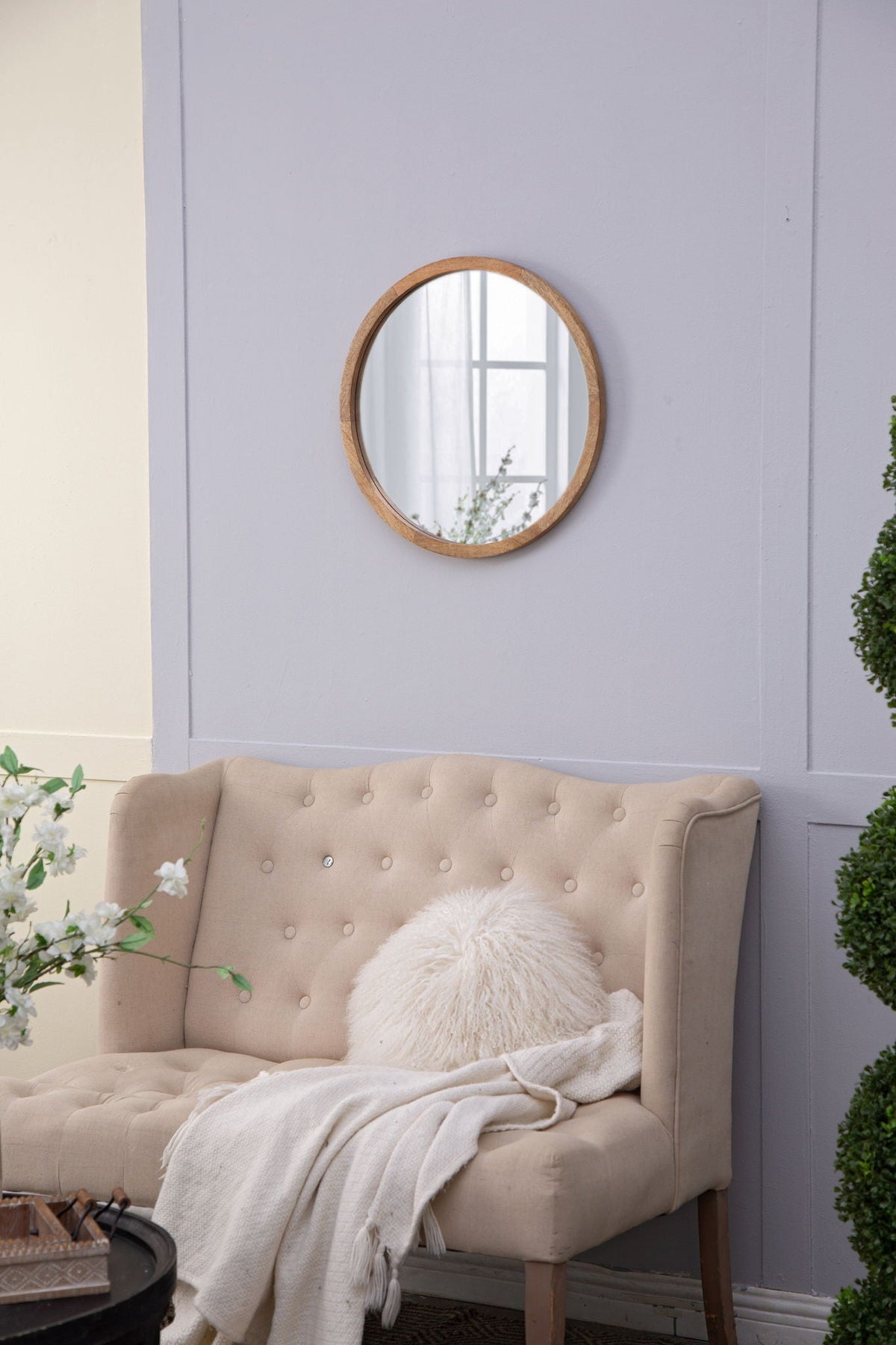Circle Wall Mirror with Wooden Frame - Black, Light Brown, Dark Brown, photo 31 of 36