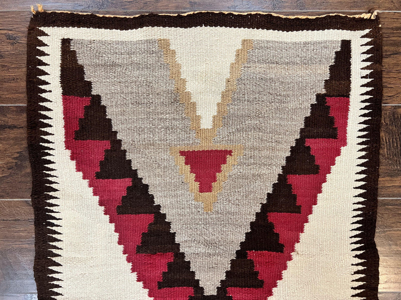 Antique Navajo Rug 2x4, Collectible Native American Wool Handmade Rug, Ivory Black Red Gray, Vintage Navajo Textile by Jewel Rugs