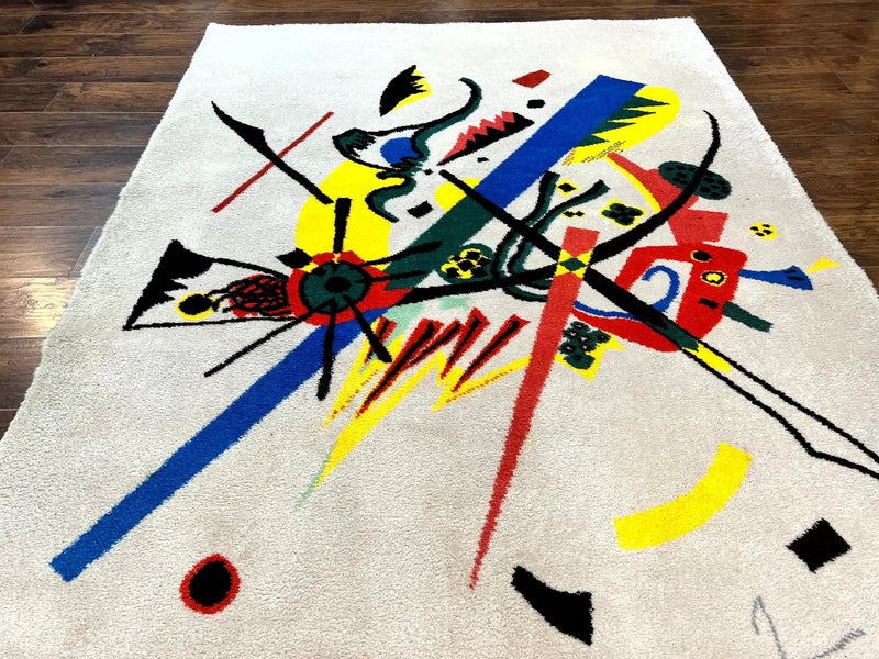 Danish Rya Shag Rug 6x9, EGE Axminster Carpet, Ivory, Modern Abstract Rug, Signed by Designer by Jewel Rugs
