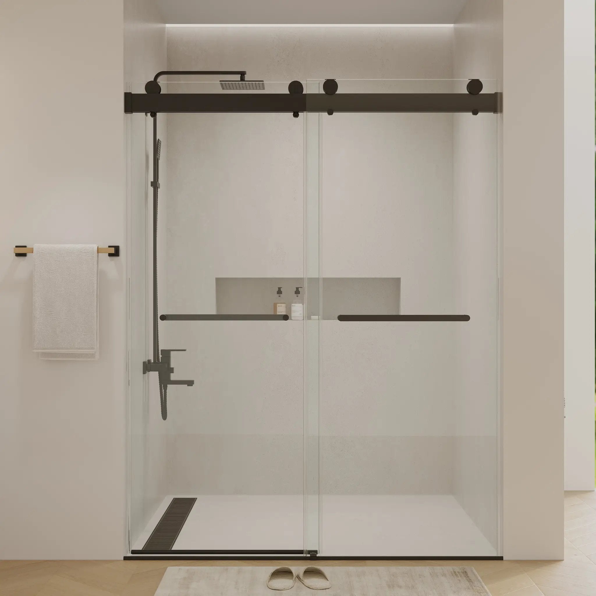 Double Sliding Frameless Soft-Close Shower Door by HouseOfZazla