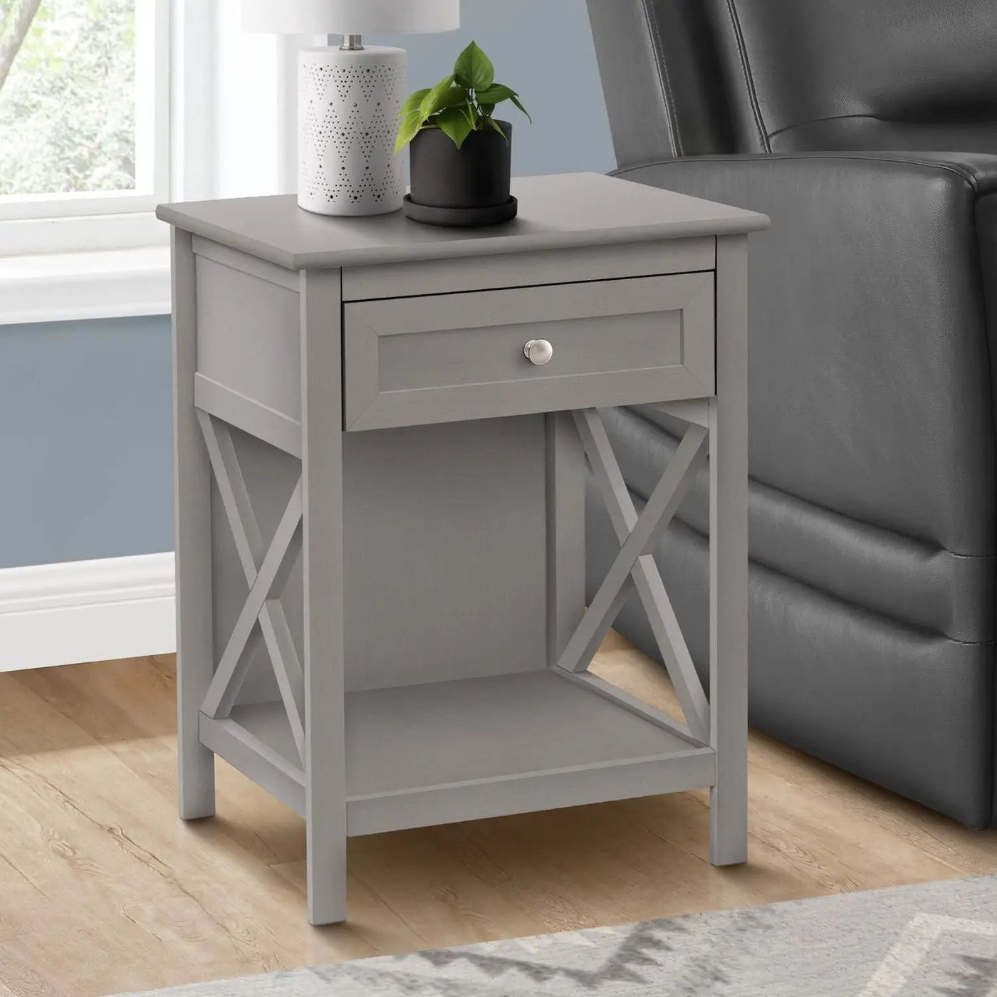Accent End Table, 2 Tier, Storage Drawer, Transitional Style by Unique Piece Furniture