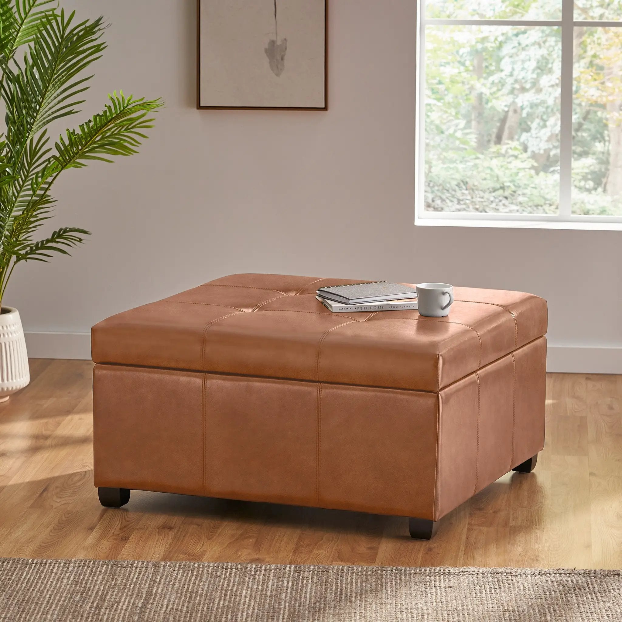 Faux Leather Tufted Storage Ottoman by HouseOfZazla