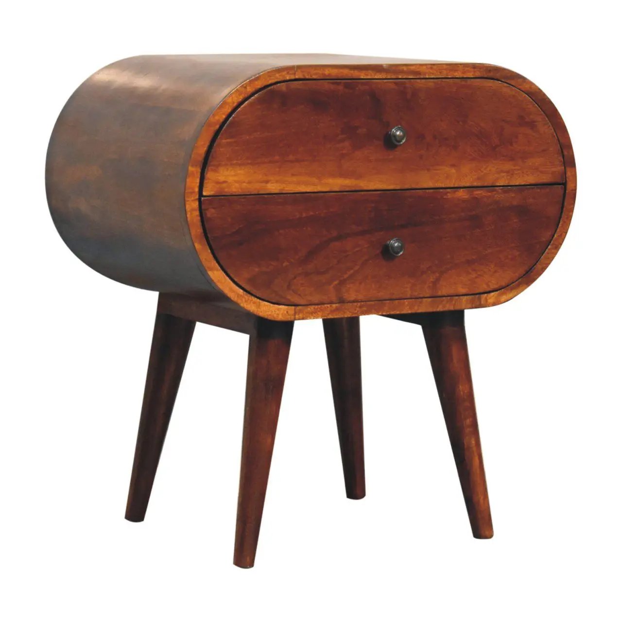 Large Chestnut Circular Bedside by Unique Piece Furniture