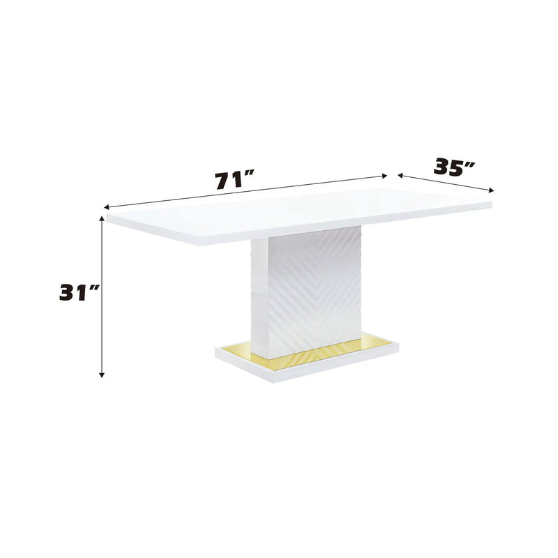 Gaines - High Gloss Dining Table With Pedestal Base by Unique Piece Furniture
