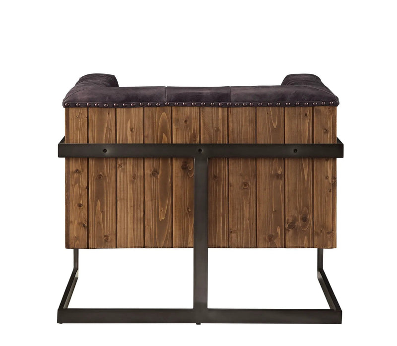 Sagat - Accent Chair - Antique Ebony Top Grain Leather & Rustic Oak by Unique Piece Furniture