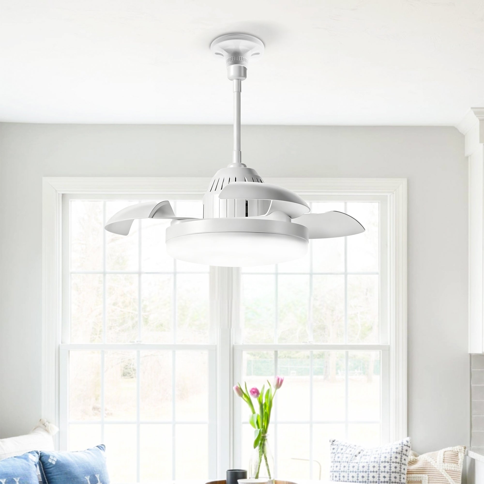Bulb-Type Small Ceiling Fan with Retractable Blades and Remote Control by HouseOfZazla