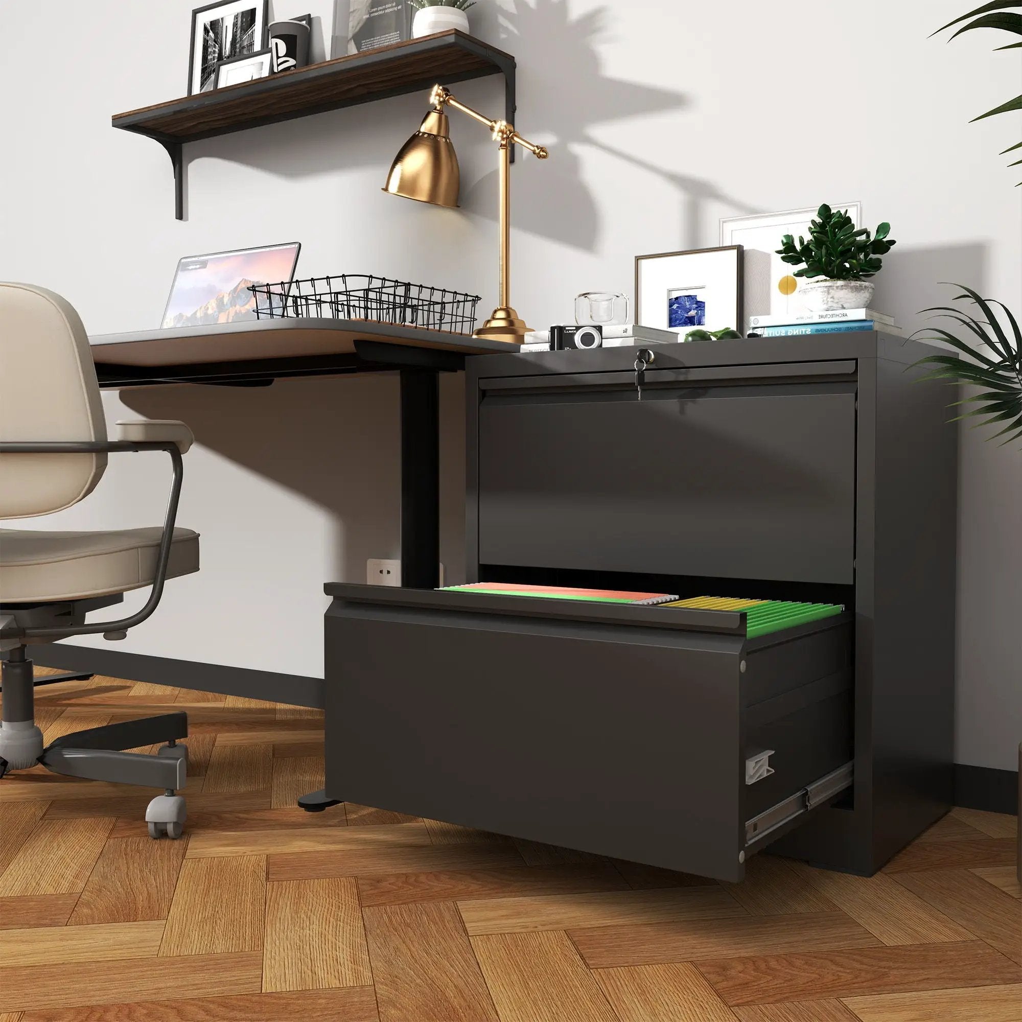 Premium Drawer Metal Lateral File Cabinet With Lock by Unique Piece Furniture