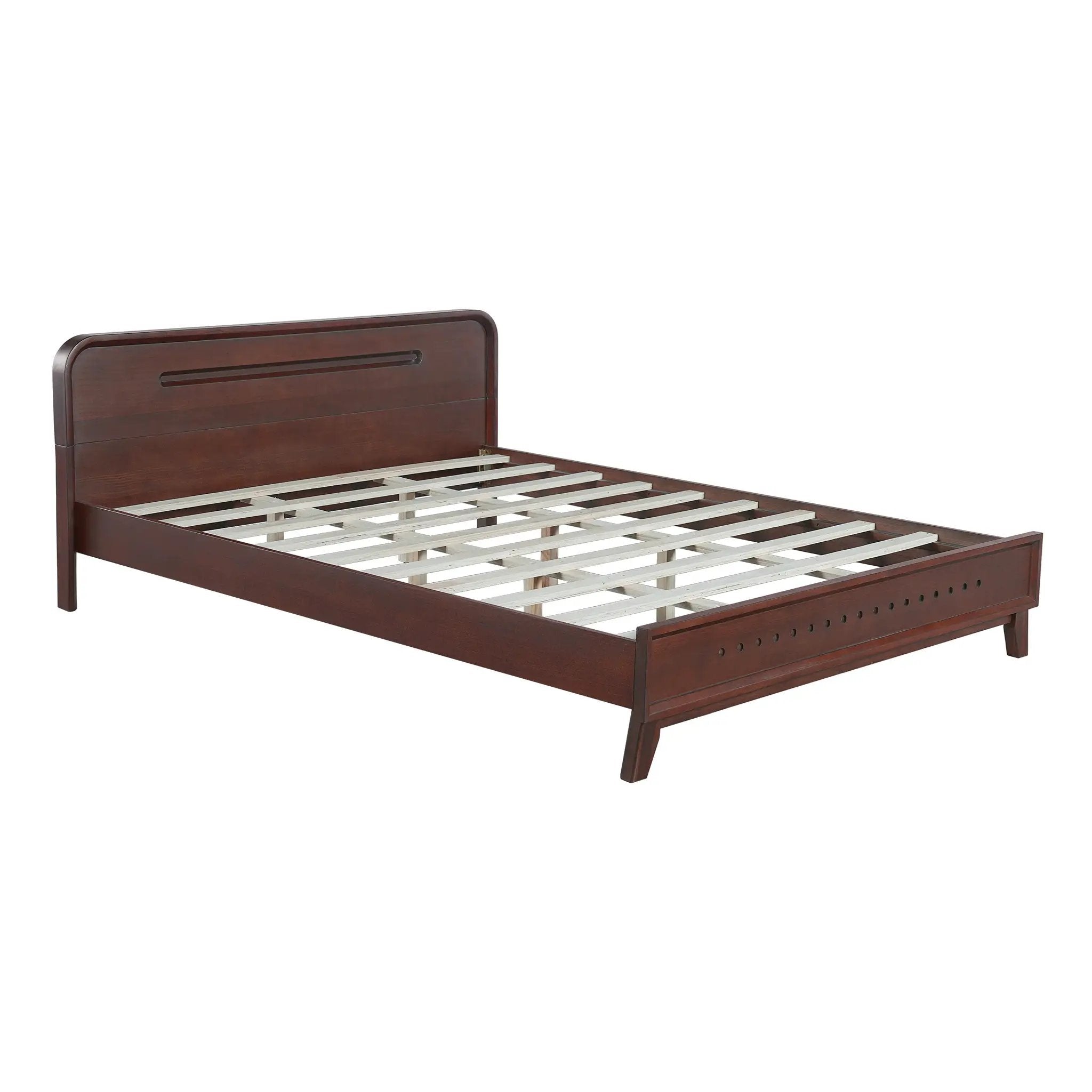 Pine Solid Wood Queen Size Bed, Dark Walnut by HouseOfZazla