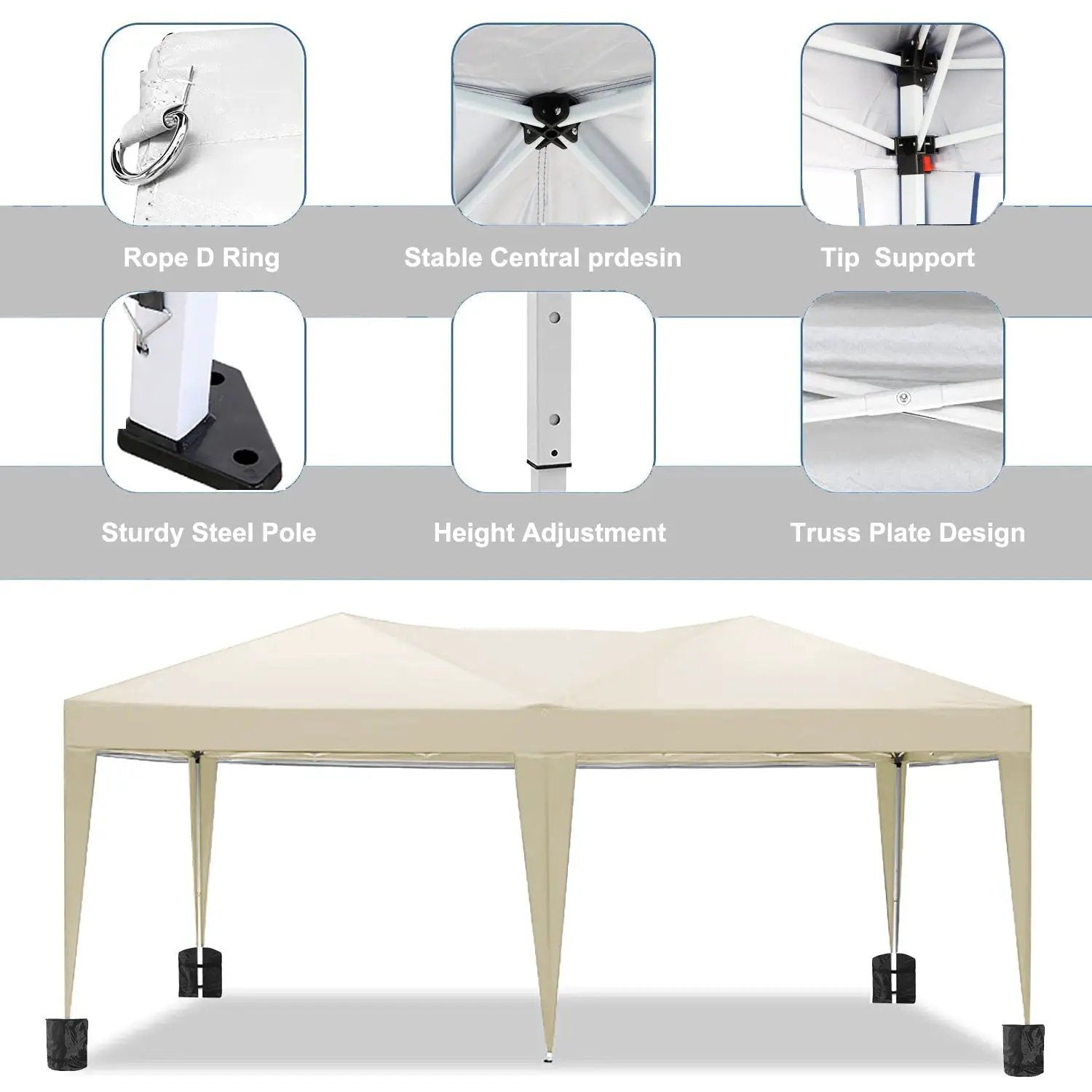 10'X20' Ez Pop Up Canopy Outdoor Portable Party Folding Tent With 6 Removable Sidewalls + Carry Bag + 4 Pieces Weight Bag by Unique Piece Furniture
