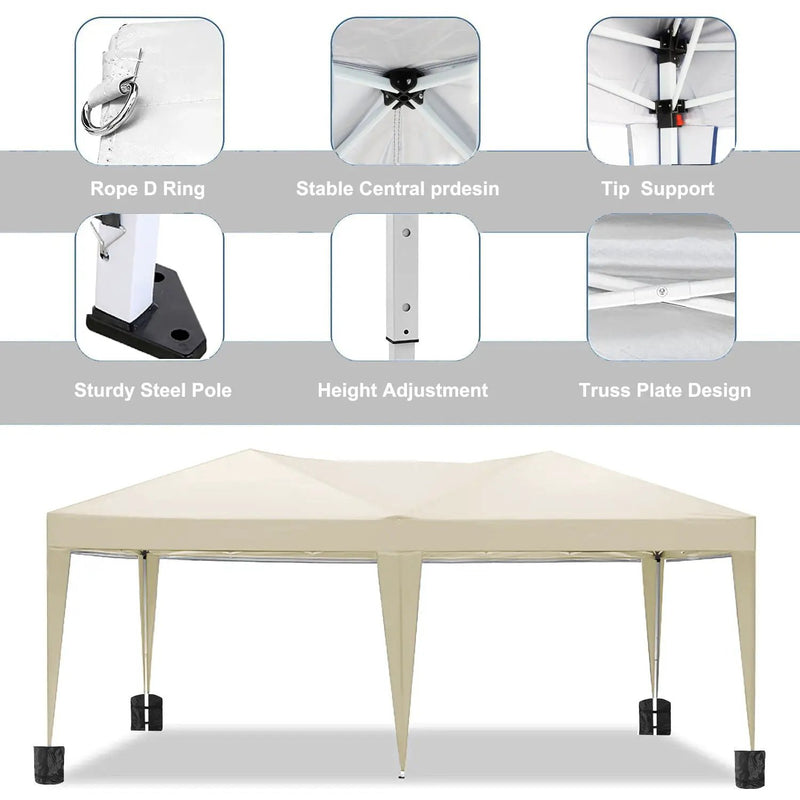10'X20' Ez Pop Up Canopy Outdoor Portable Party Folding Tent With 6 Removable Sidewalls + Carry Bag + 4 Pieces Weight Bag by Unique Piece Furniture
