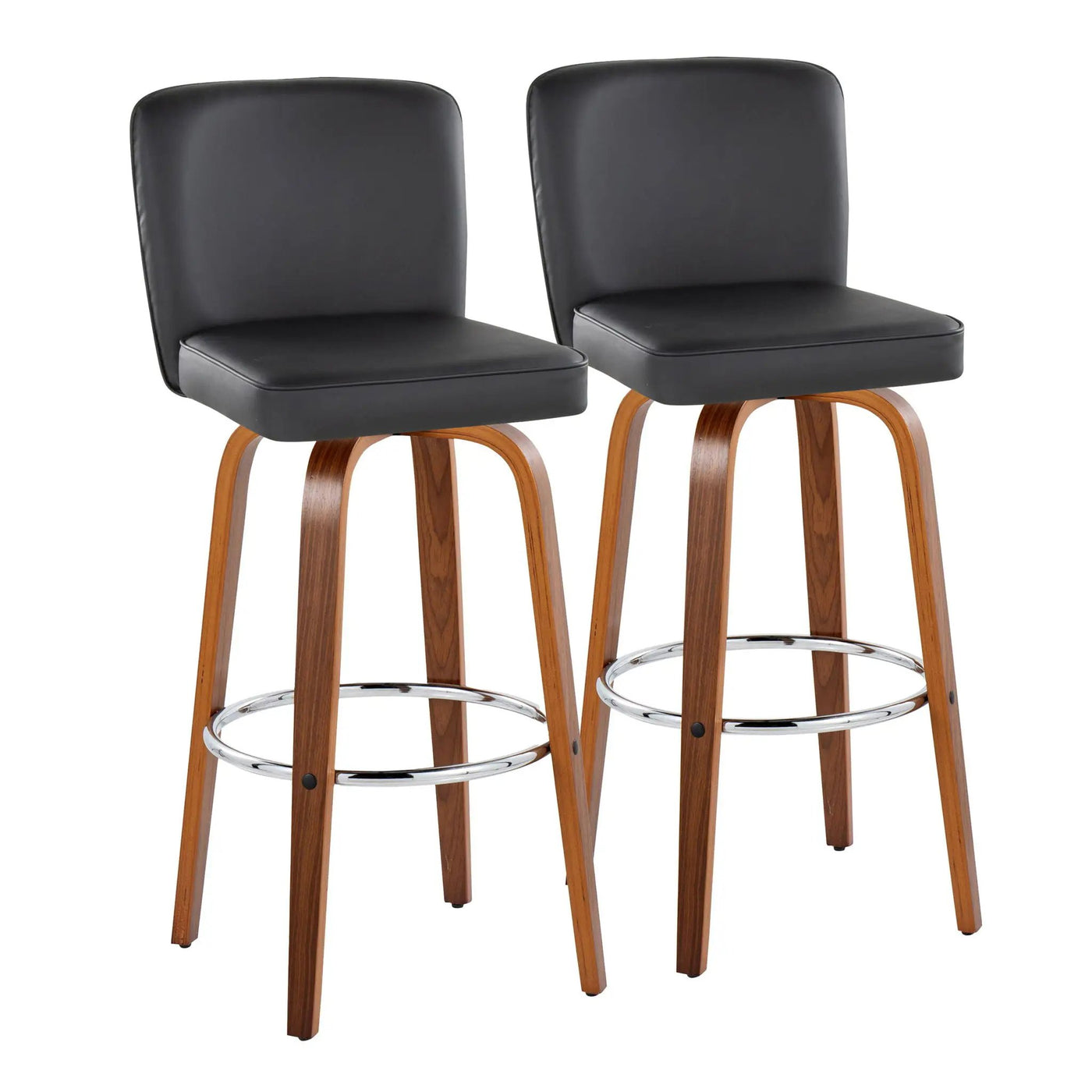 Henry - Contemporary Fixed Height Barstool With Swivel With Round Footrest (Set of 2) by HouseOfZazla
