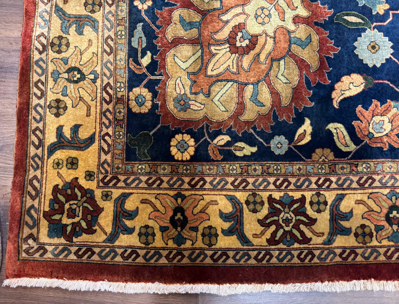 Palace Size Indo Persian Rug 12x15, Sultanabad Mahal Carpet, Red Navy Blue, Fine 210 KPSI by Jewel Rugs