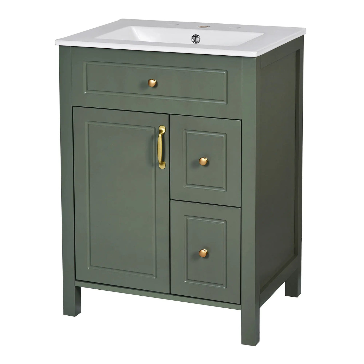 Elegant Bathroom Vanity With Ceramic Sink, Soft Close Doors And Drawers, Double Storage Racks by HouseOfZazla